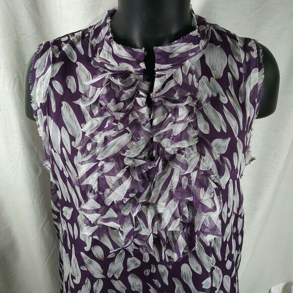 Blue Velvet Raw Edged - Sleeveless Tunic with Ruffles - Plum/Gray - Large - Picture 5 of 7